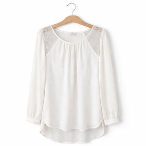 RIKKI'S | BNWT White Sheer and Lace Long Sleeve Blouse - Women's Size 4